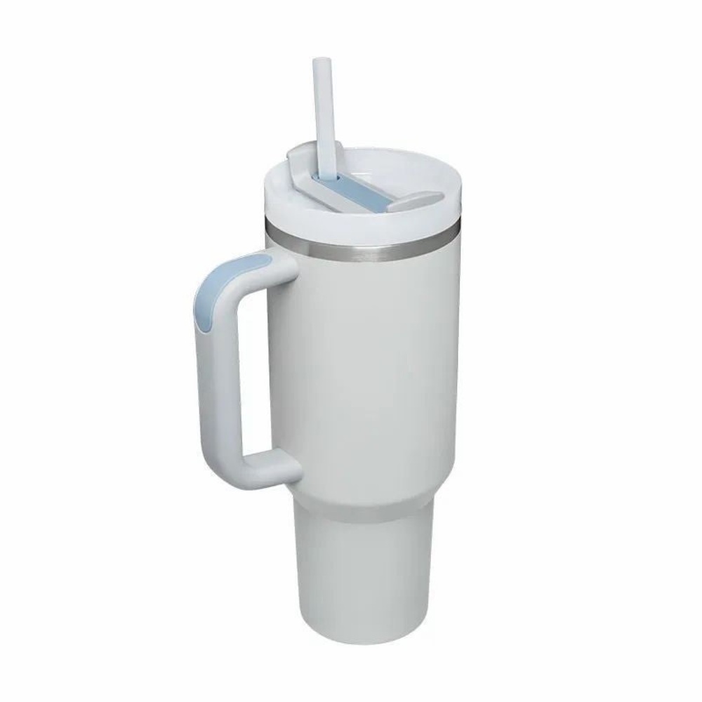 40oz Fog Color stainless steel tumbler with handle and straw